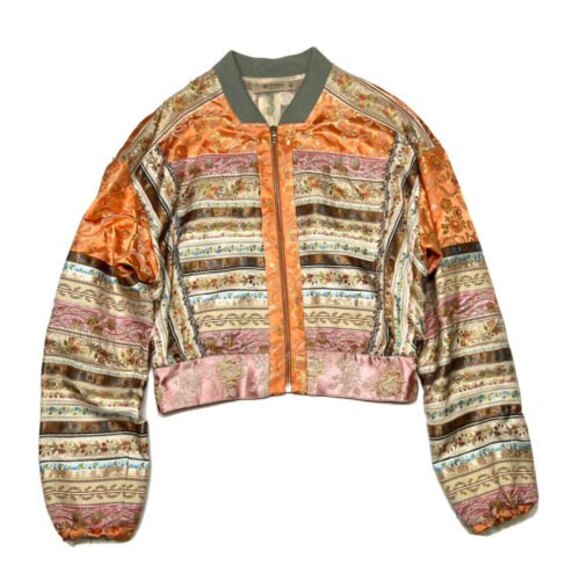 Etro Womens Silk Jacquard Bomber Jacket Size 42 US 6 Orange $3,550